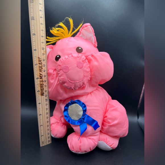 Fisher Price Puffalump Pink Blue Ribbon Pig Prize Winning Vintage 90s Barnyard - Picture 5 of 16